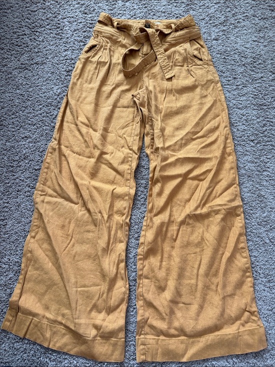 Anthropologie Pants - Anthropologie High-Waist Wide Leg Tie Belt Pants - Mustard Yellow